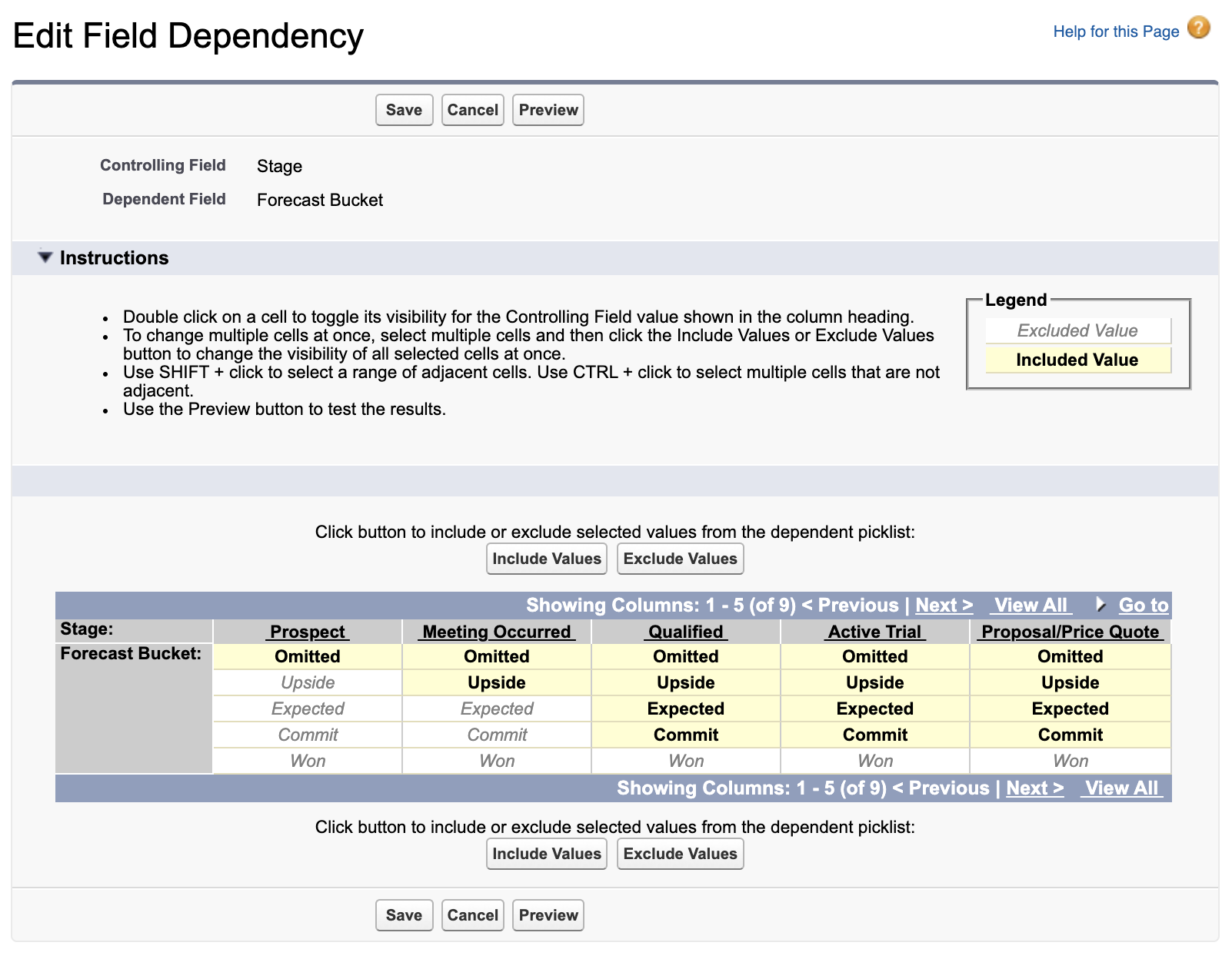 Mapping field dependency values on Salesforce