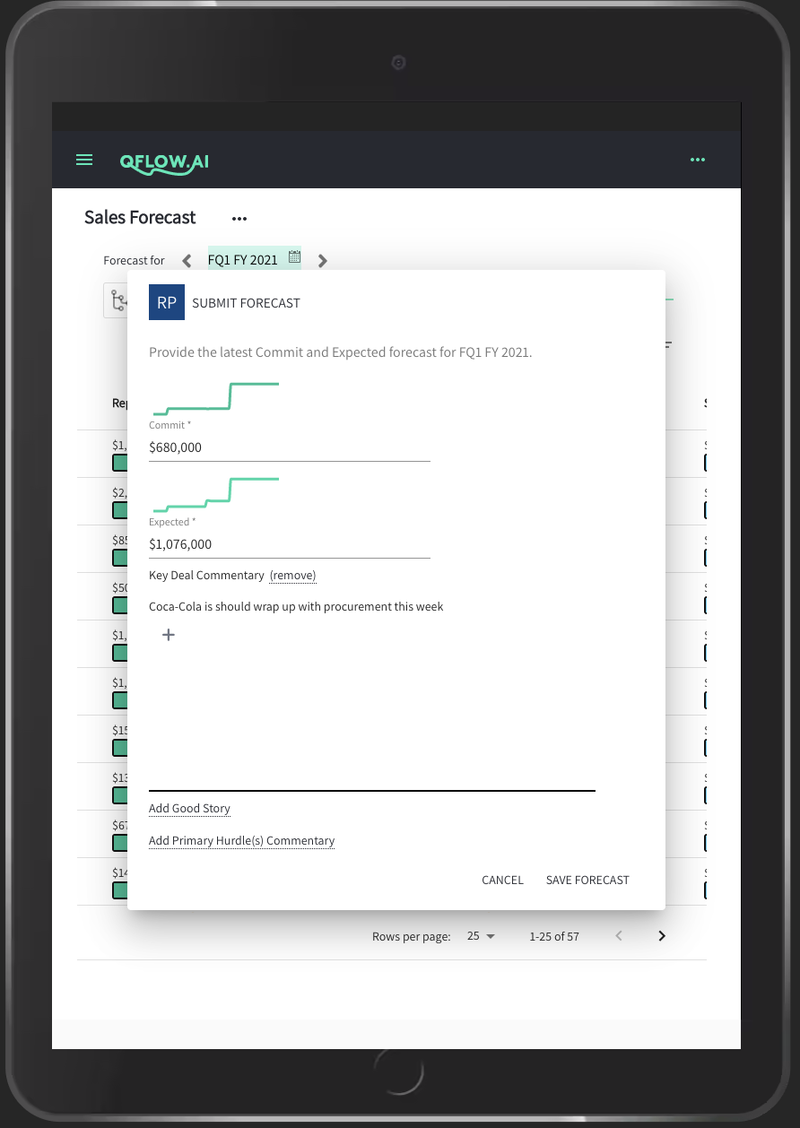 Submit a new sales forecast using Salesforce and QFlow